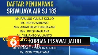 Nama Korban Pesawat Sriwijaya Terbaru Hari Ini Sabtu 20 April 2024